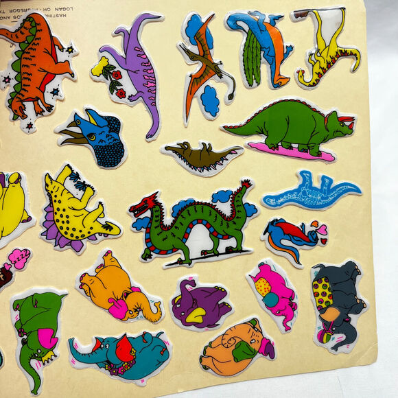Vintage Puffy Stickers Sheet Lot of 3 Dinosaur Ninja Turtles Goofy Pluto Marvels - Picture 10 of 13